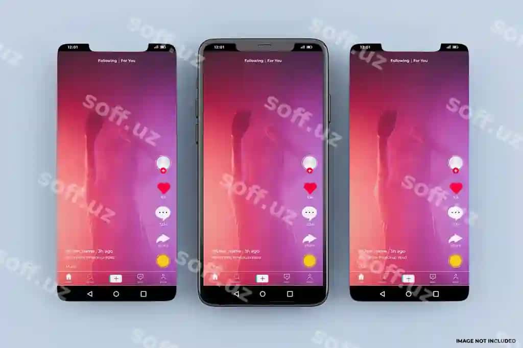 Tiktok mobil interfeys namuna shablon | Tiktok mobile interface mockup template