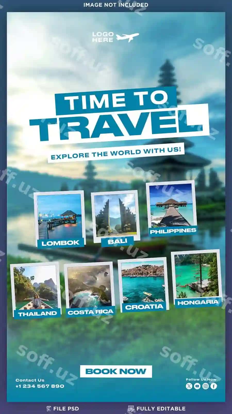 Tour sayohat agentligi ijtimoiy tarmoqlar Instagram postlari story shablonlari | Tour travel agency social media instagram posts story templates