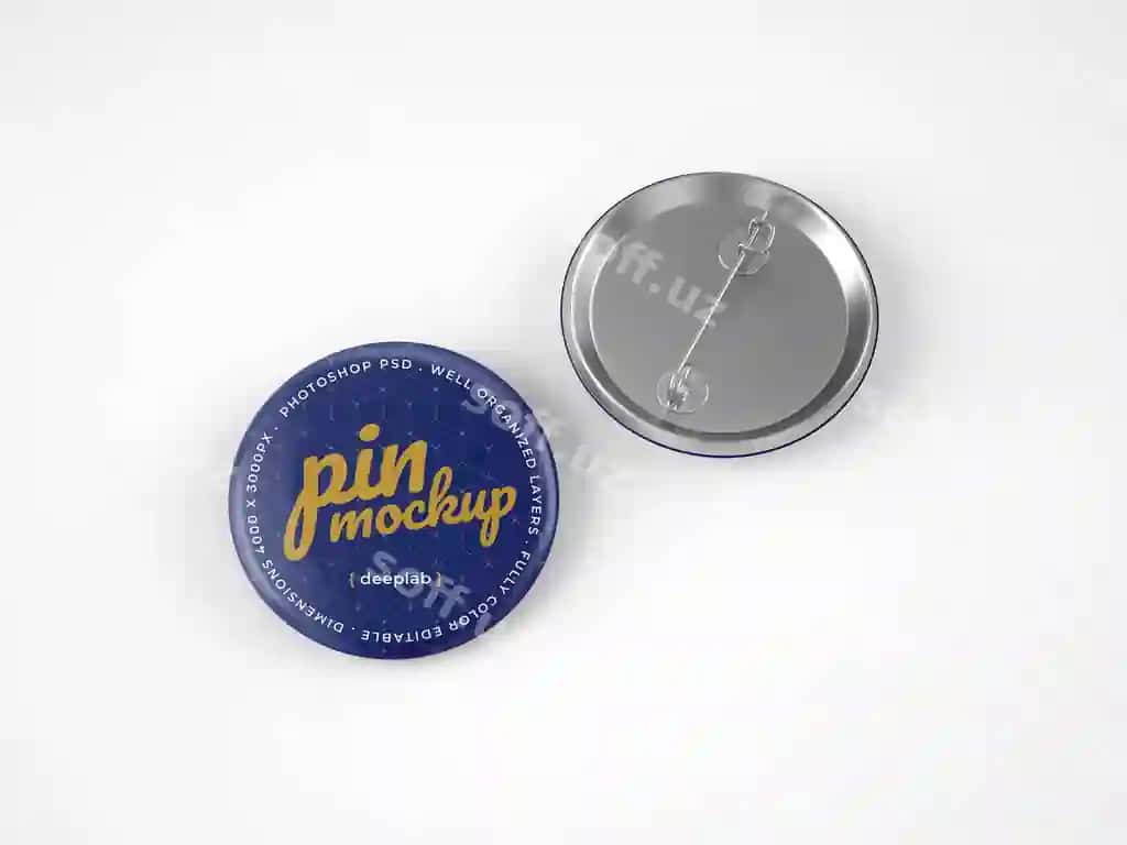 Glossi tugmachalar pini mockup | Glossy button pins mockup