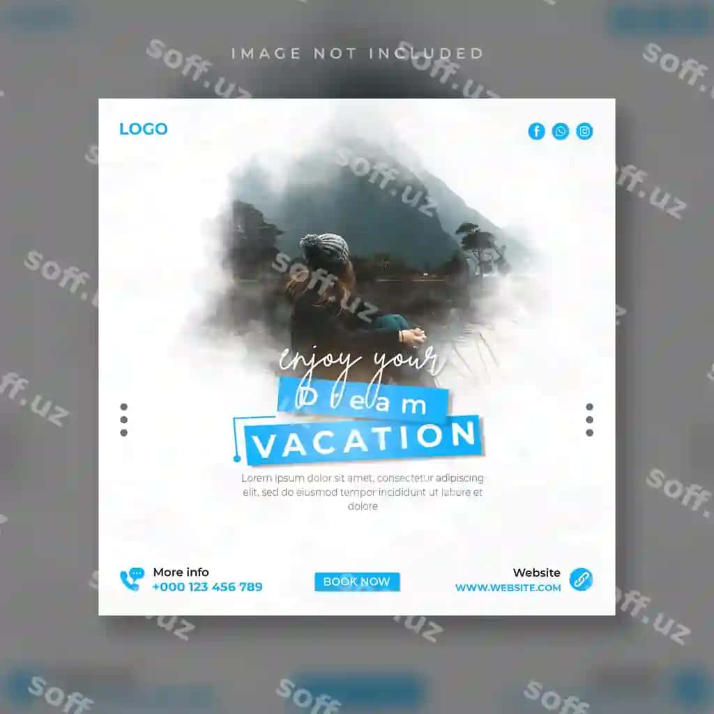 Sayohat turlari uchun ijtimoiy tarmoqlar posti banner shabloni | Travel tour social media post banner template