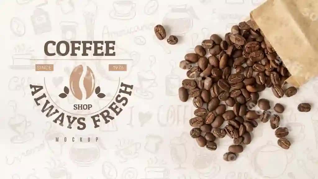 Flatt lay sumka kofe bonlarlari bilan | Flat lay bag with coffee beans