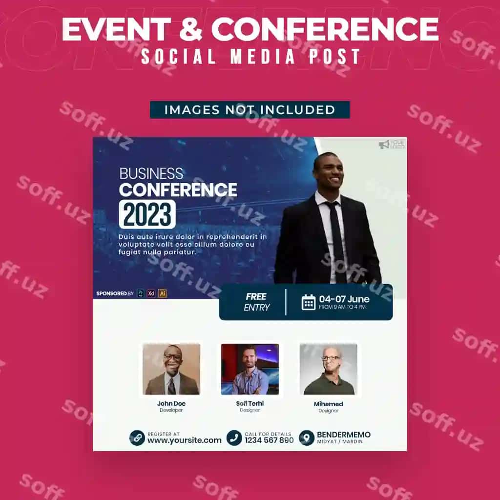 Shu hodisat konferensiyasi uchun ijtimoiy tarmoqlar post shabloni | Event conference social media post template