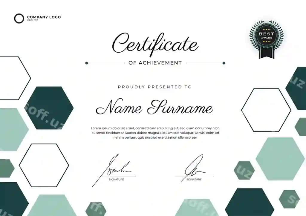 Tekis zamonaviy sertifikat shablon dizayni baholash muvaffaqiyati | Flat modern certificate template design appreciation achievement