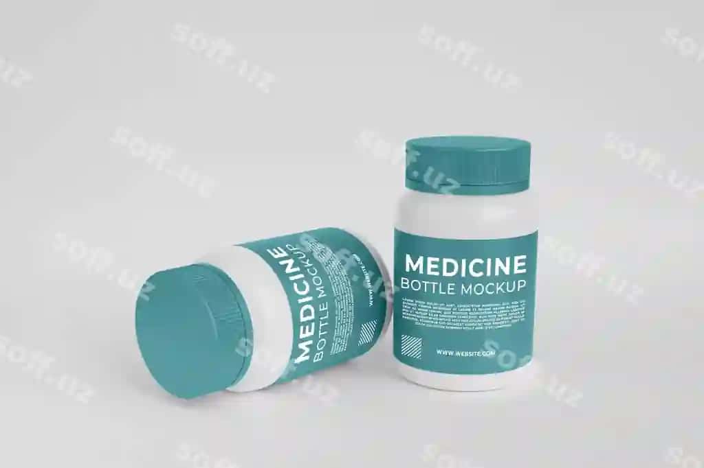 Dori sog'liqni saqlash tabletka shishasi namunasi | Medicine health care pill bottle mockup