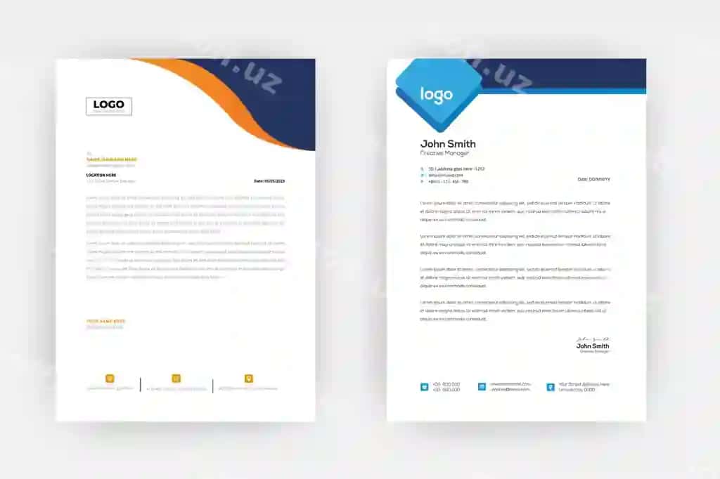 Zamonaviy biznes uslubi xat sarlavhasi shablon dizayni | Modern business style letterhead template design