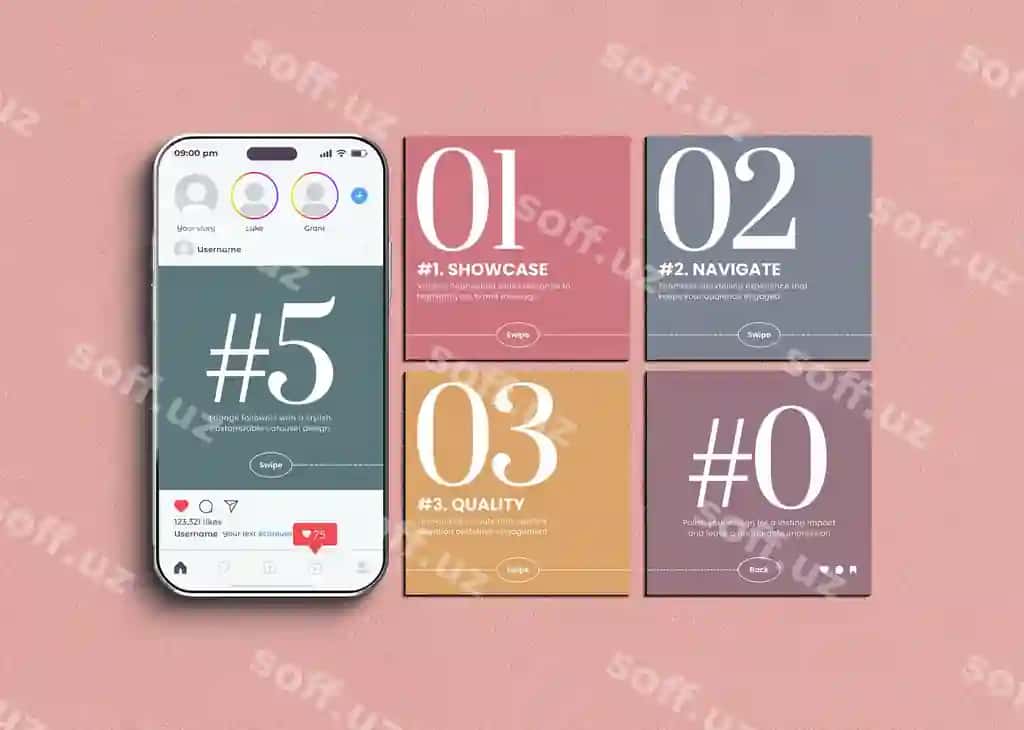 Instagram karusel post mockup shabloni | Instagram carousel post mockup template