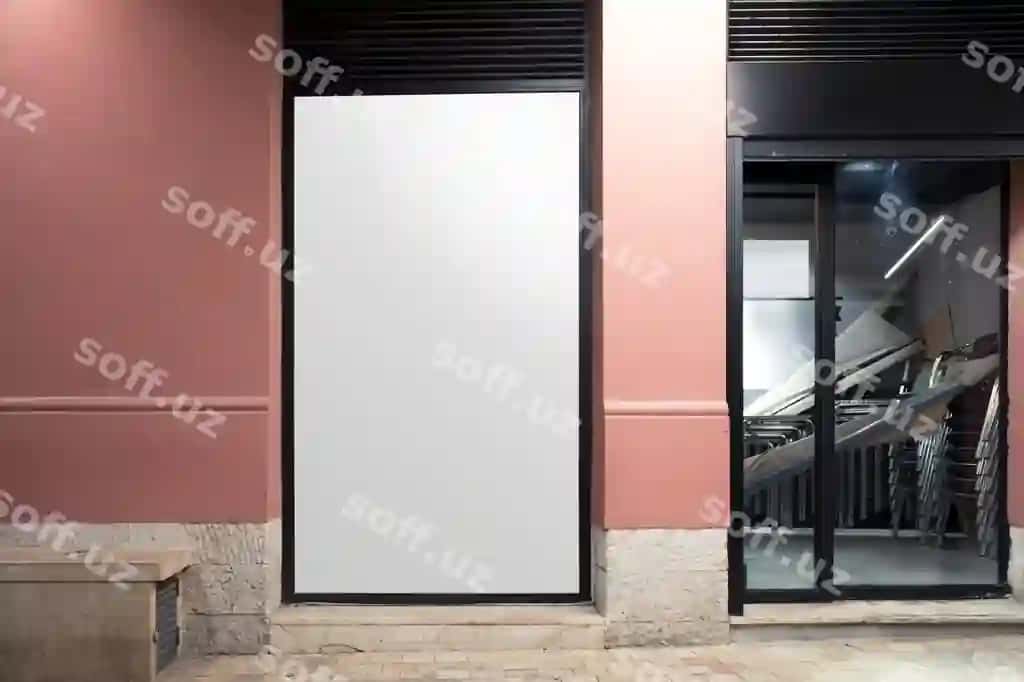 Oq bo'sh billboard kirishga yondi | White blank billboard near entrance