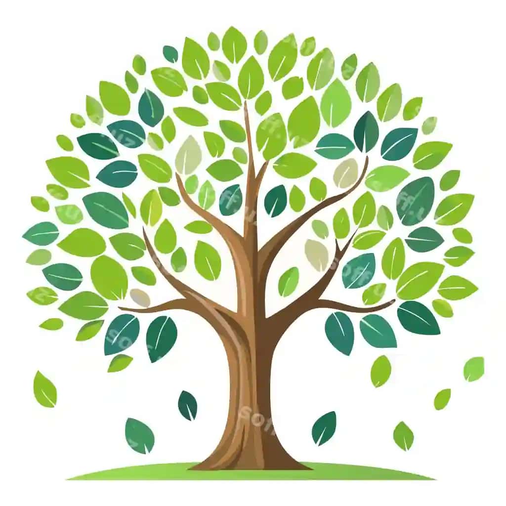 Tinchlik va oddiylik stilizatsiya qilingan daraxt illustratsiyasi | Serene simplicity stylized tree illustration