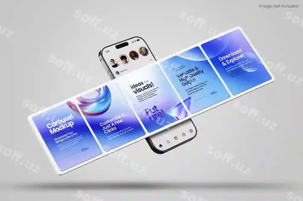 Akilliq telefon ijtimoiy media karusel post namuna shabloni | Smartphone social media carousel post mockup template
