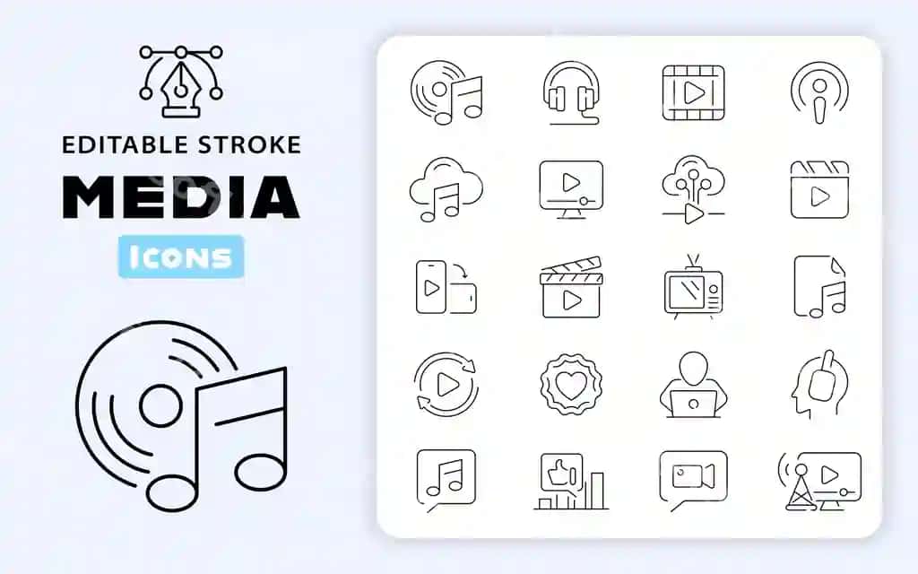 Media ikonkalar to'plami mass media ijtimoiy tarmoqlar ijtimoiy media umumiy | Media icons collection mass media social networks social media public