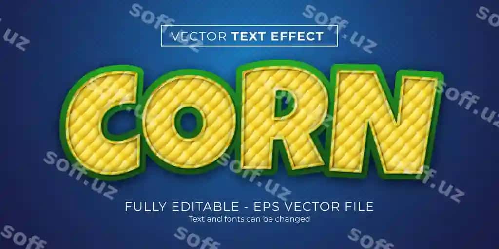 Vektor matn effekti Illustrator grafik uslub yashil sariq makkajo'xori | Vector text effect illustrator graphic style green yellow corn