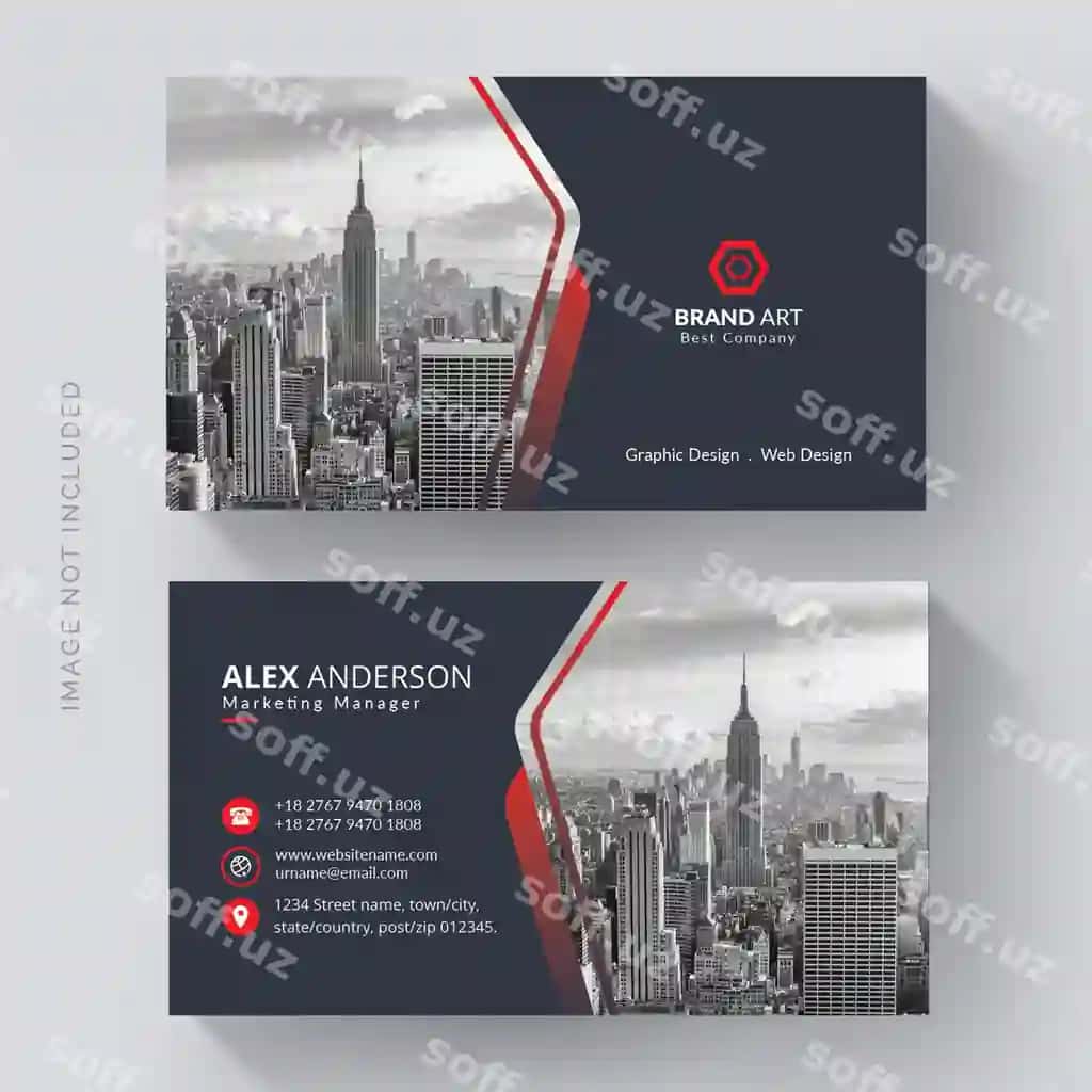 Zamonaviy biznes karta shabloni shahar fotosi bilan | Modern business card template with photo city