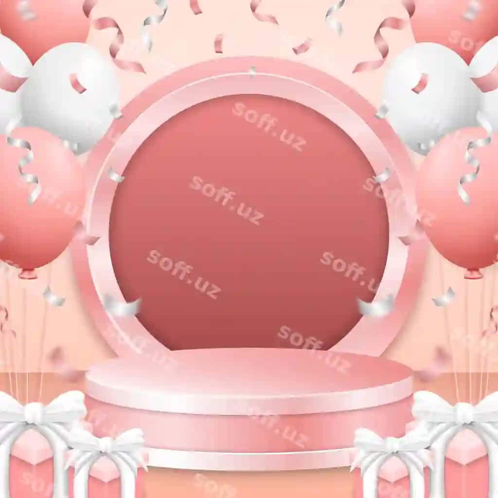 To'p orqa fon 3D illustratsiyasi sharqillar va sovg'a qutilari bilan | Party background with balloons gift boxes 3d illustration