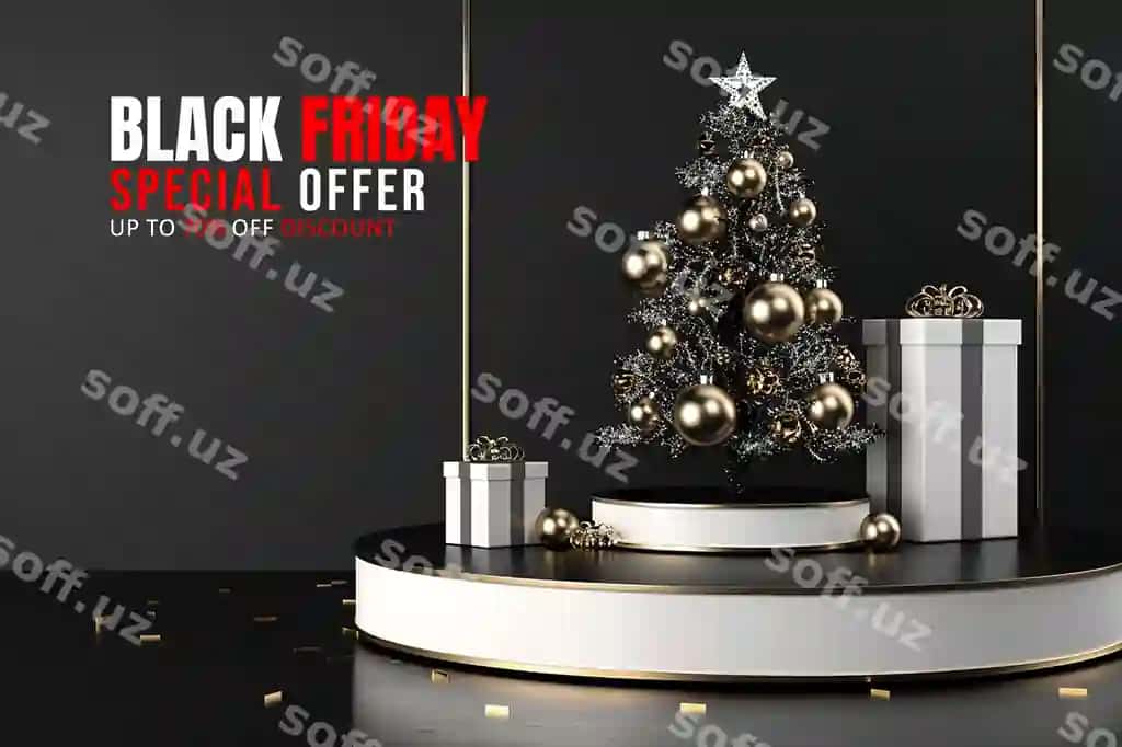 Qora Payshanba mezon stsena ko'rsatish namuna mahsulot taqdimoti mezon | Black friday podium stage display mockup product presentation podium