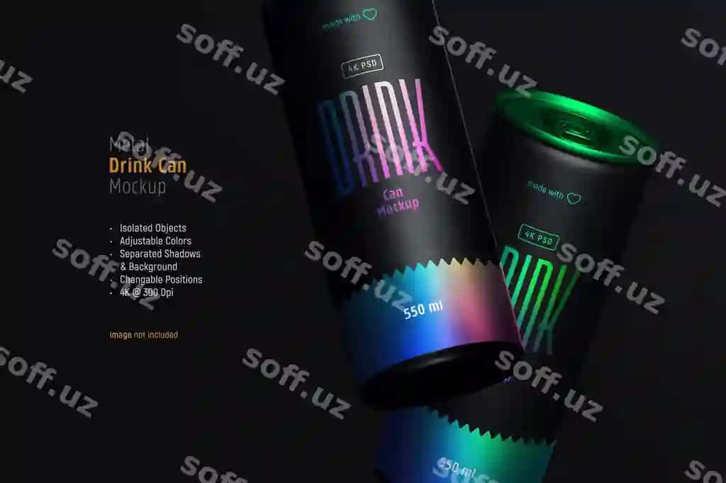 Suza ichimlik qutilari namunasi | Floating drink cans mockup