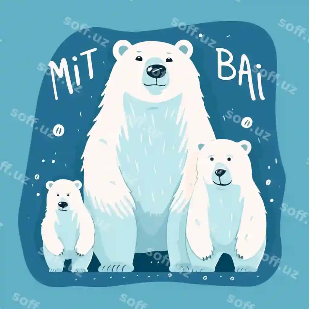 Katta kichik soqolli ayilar tekis vektor illustratsiyasi | Big little polar bears flat vector illustration