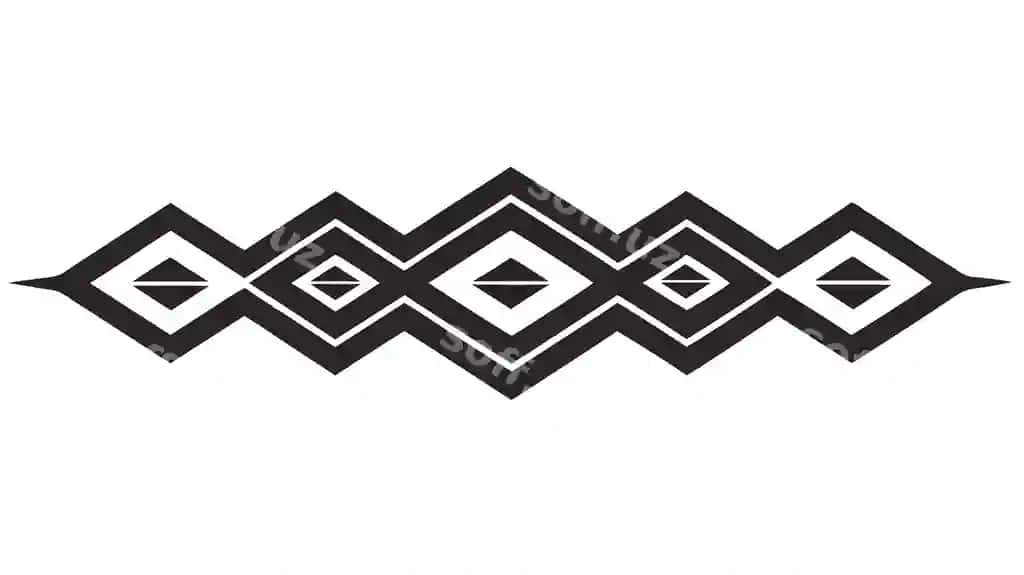 Dekorativ ajratuvchi chiziq simmetrik ornamental chegara gulli motib | Decorative divider line symmetric ornamental border floral motif