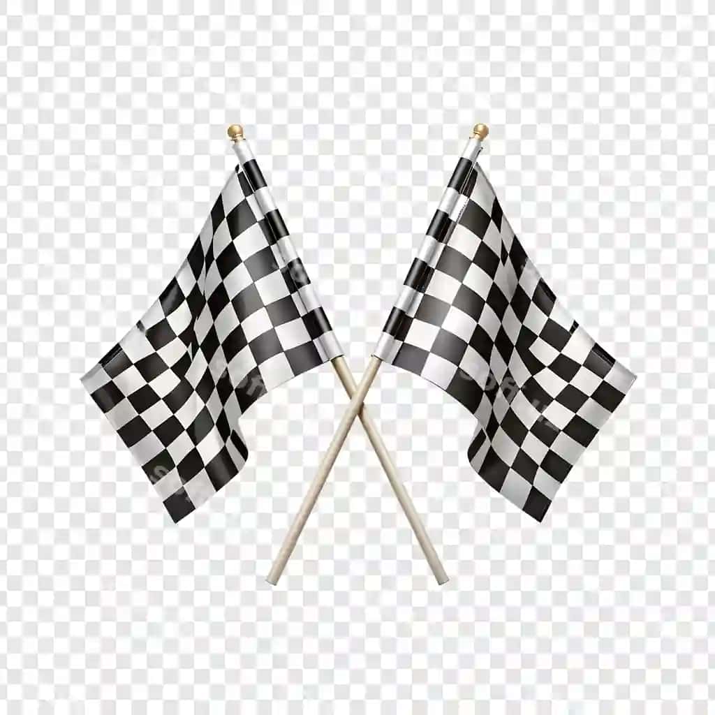Chetirli musobaqa bayraklari kesilgan tayyor g'alaba | Checkered racing flags crossed ready victory