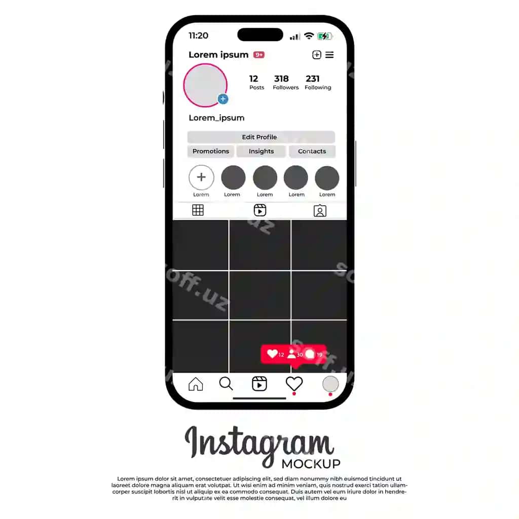 Instagram shabloni iPhone 14 Pro Max chuqur binafsh rangli akilliq telefon | Instagram template iphone 14 pro max deep purple color smartphone