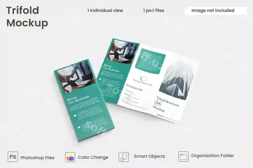 Biznes uchli varaqli broshyura dizayni premium psd | Business trifold brochure design premium psd