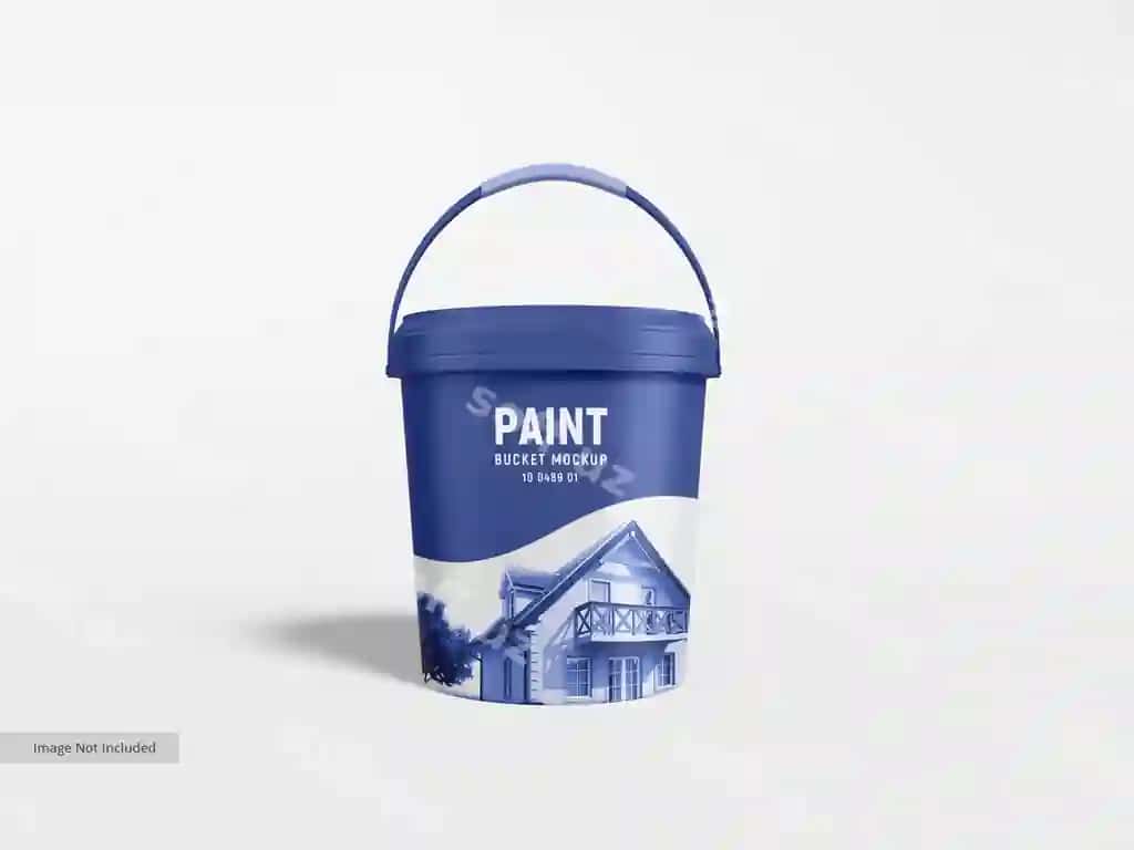 Plastik boyoq vagonetka qadoqlash namunasi | Plastic paint bucket packaging mockup