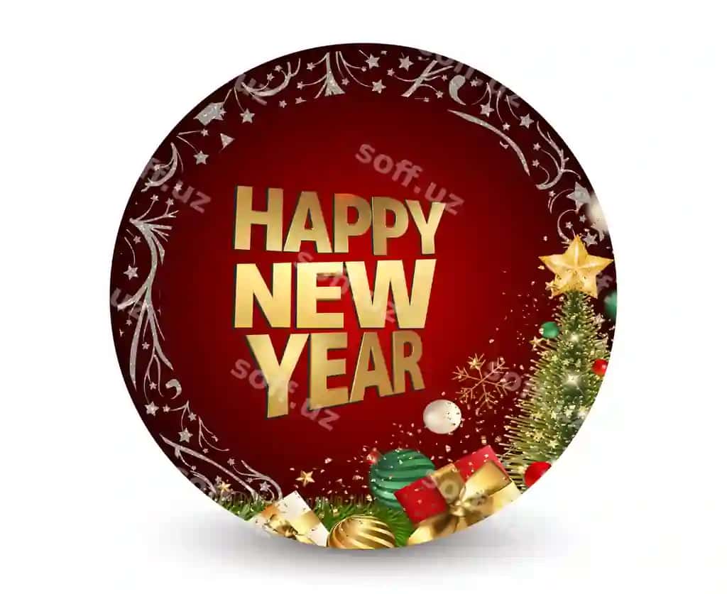 Bepul dizayn Yangi yil Natal bezeklari bilan orqa fonda | Free design happy new year with christmas decorations background