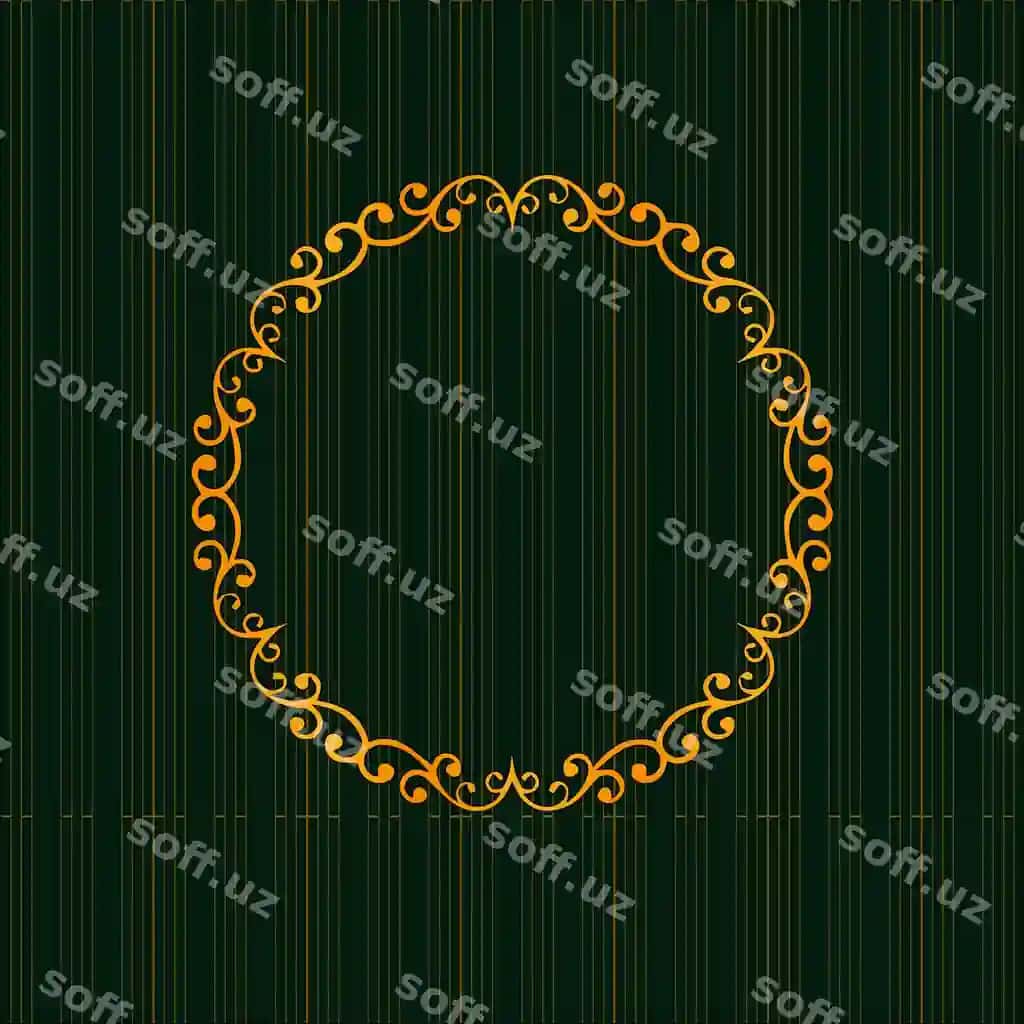 Oltin ramka yashil fon oltin chempir bilan | Gold frame green background with gold trim