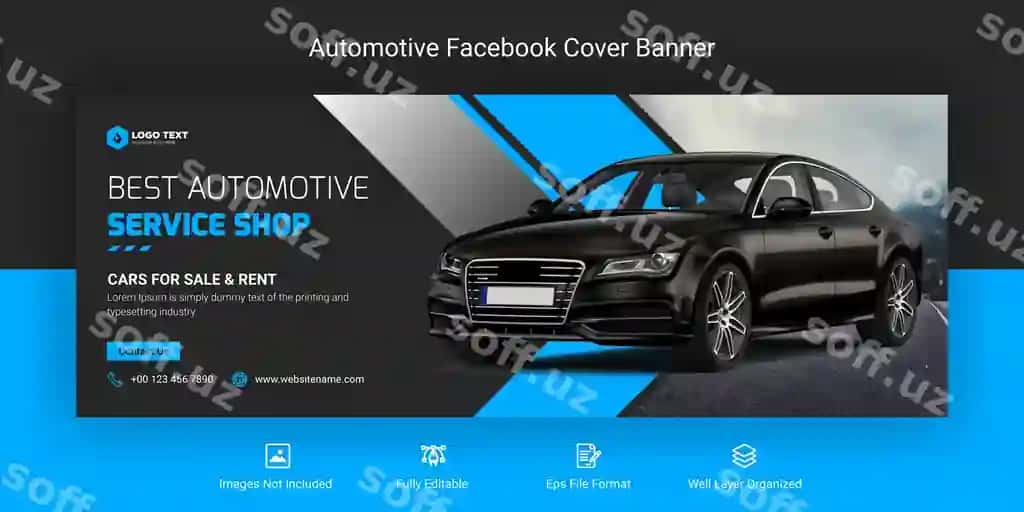 Avtomobil ijtimoiy tarmoqlari Facebook baner shabloni | Automotive social media facebook cover banner template