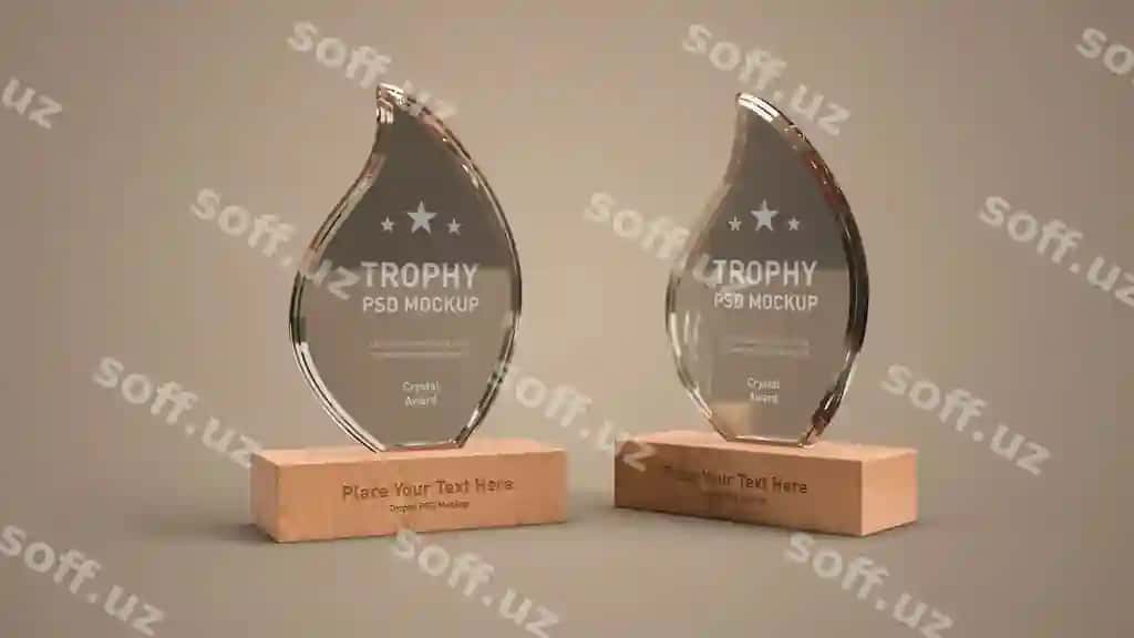 Kristall sohibi namunasi | Crystal trophy mockup