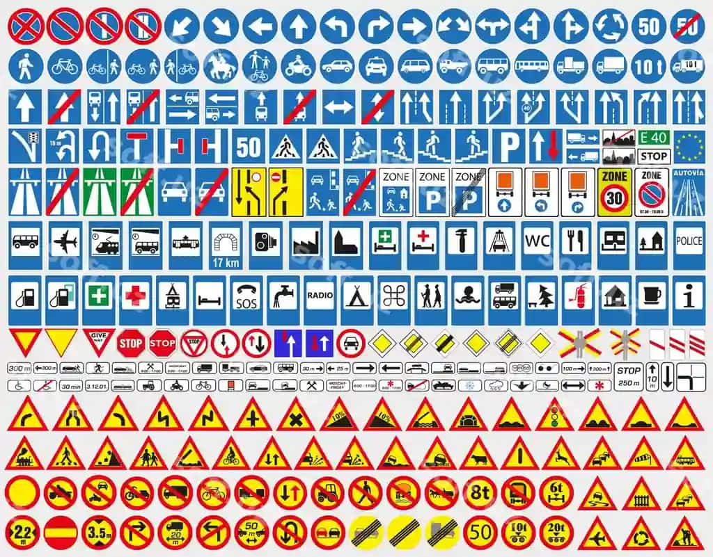 Katta to'plam yo'l belgilari yevropa yo'l belgilari | Big set road signs european road signs