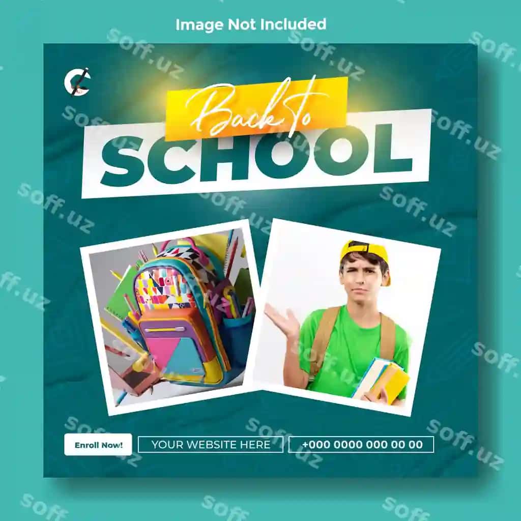 Maktab qaytish uchun ijtimoiy tarmoqlar posti dizayni | Back school social media post design