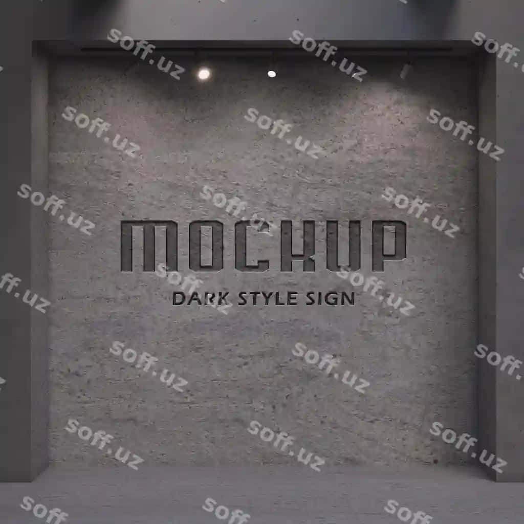 Logo qora devor namunasi | Logo dark wall mockup