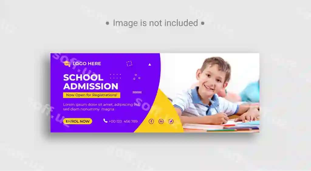 Maktabga qaytish ijtimoiy tarmoqlar veb baner flyer Facebook qamrov shabloni | Back school social media web banner flyer facebook cover template