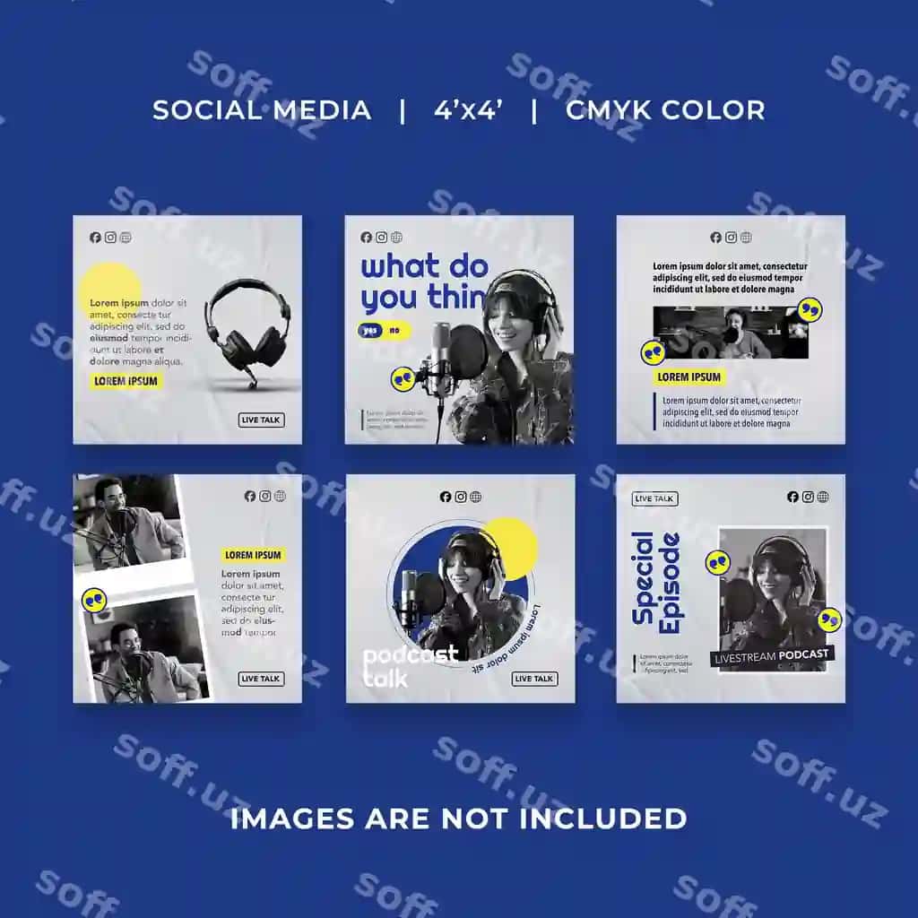 Podcast social media post shablonlari | Podcast social media post templates