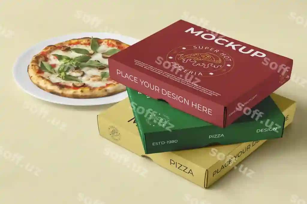 Pitsa brendlash namuna dizayni | Pizza branding mockup design