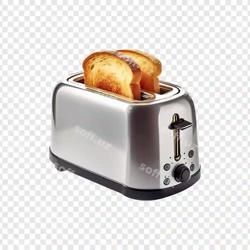 Toaster mashina non qirqramasi shaffof fonda ajraltirilgan | Toaster machine with bread slice isolated transparent background