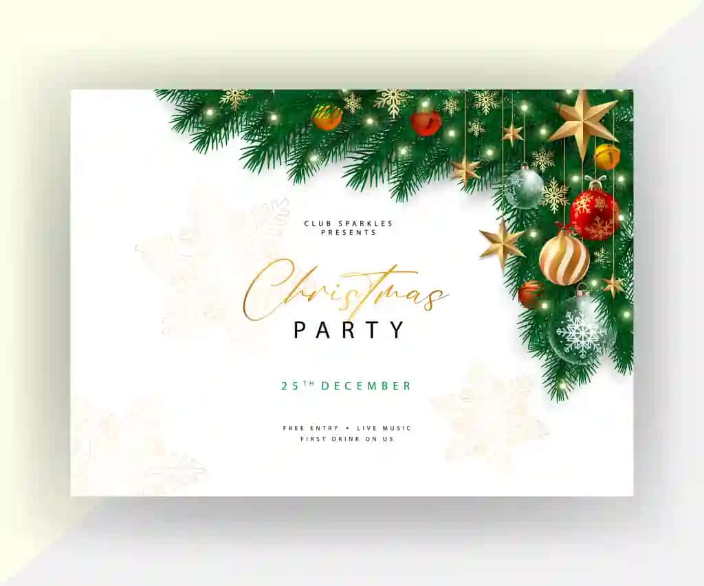 Rojdestvo ziyofatiga taklifnoma dizayni shablonini shirinlik qamishi bilan | Holiday christmas party invitation design template with candy cane