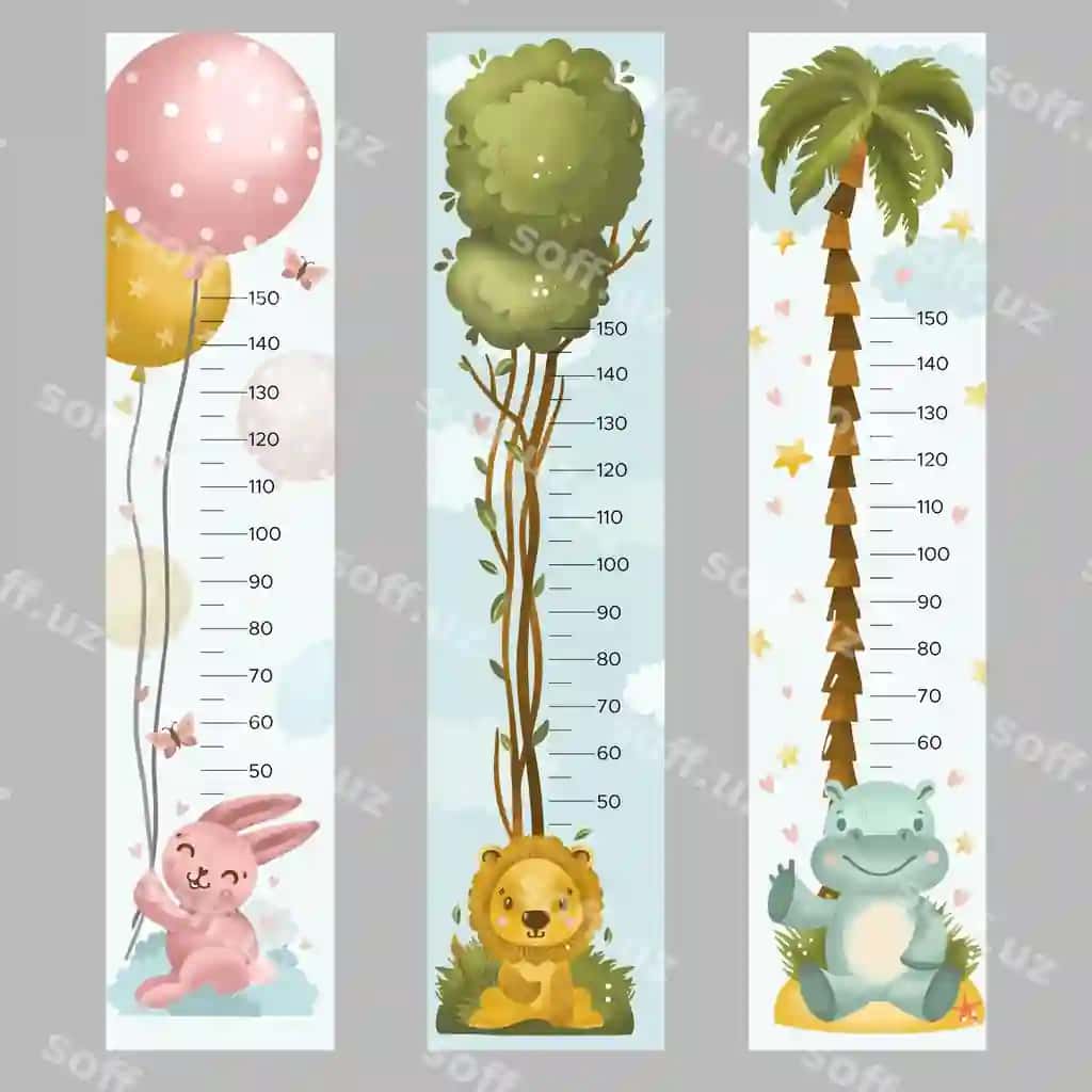 Qo'l chizilgan balandlik metr to'plami bolalar | Hand drawn height meter collection kids