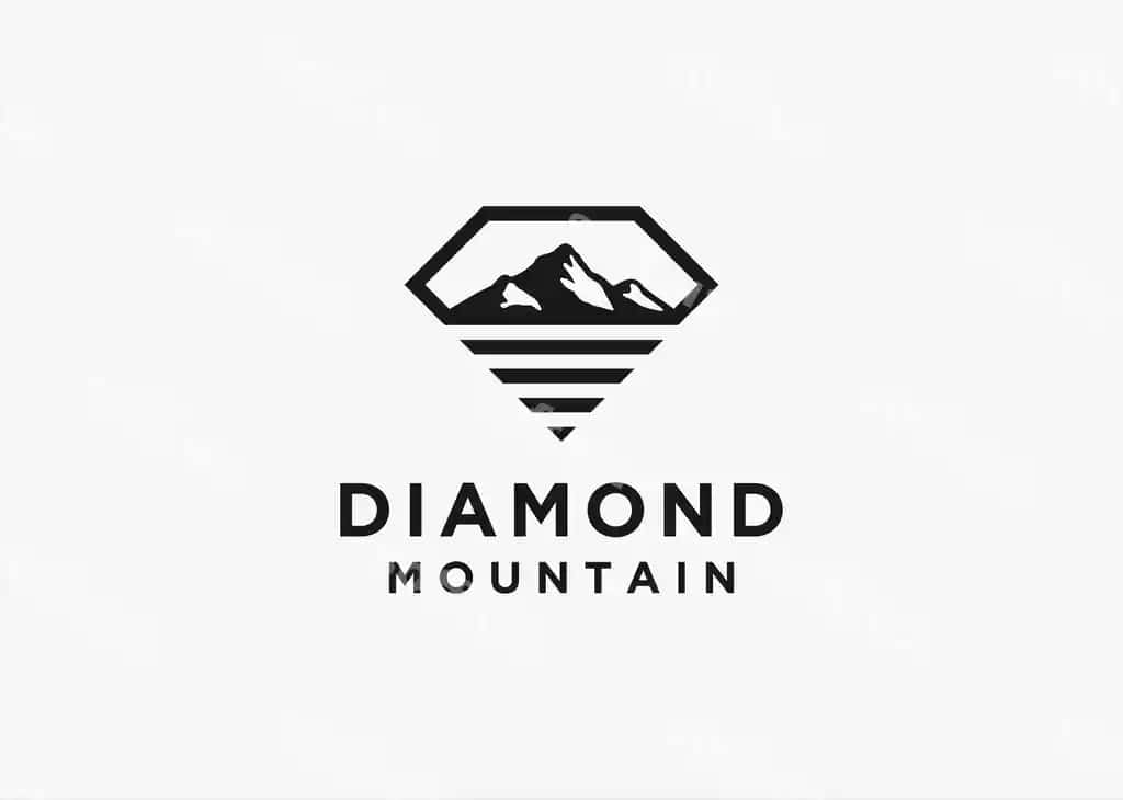 Diamond bilan cho'g'irma logotip dizayni vektor siluet illustratsiyasi | Diamond with mountain logo design vector silhouette illustration