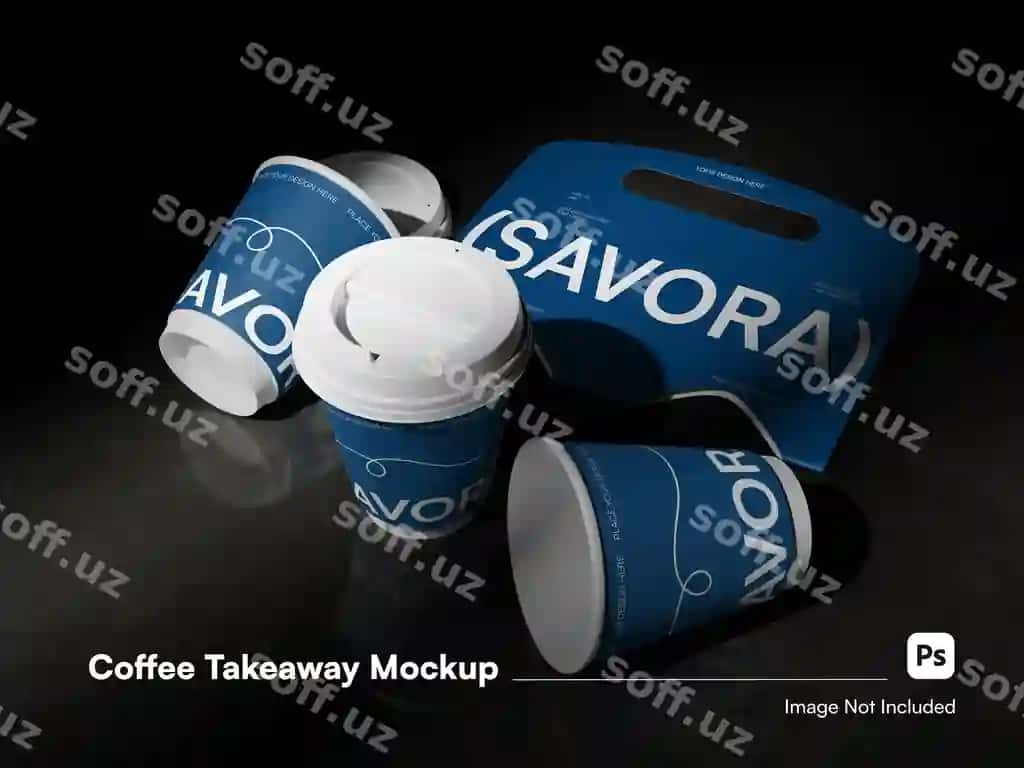 Zamonaviy o'tkazib berish kofe stakani stakan tutqich mockup 3D ajraltirilgan realistik | Modern takeaway coffee cup cup holder mockup 3d isolated with realistic