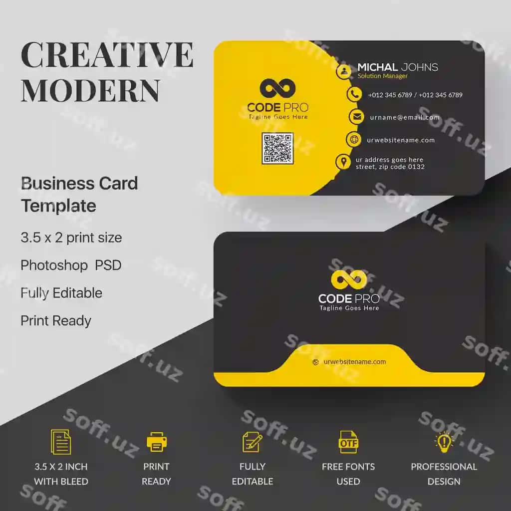 Professional biznes kartochka namunasi | Professional business card mockup