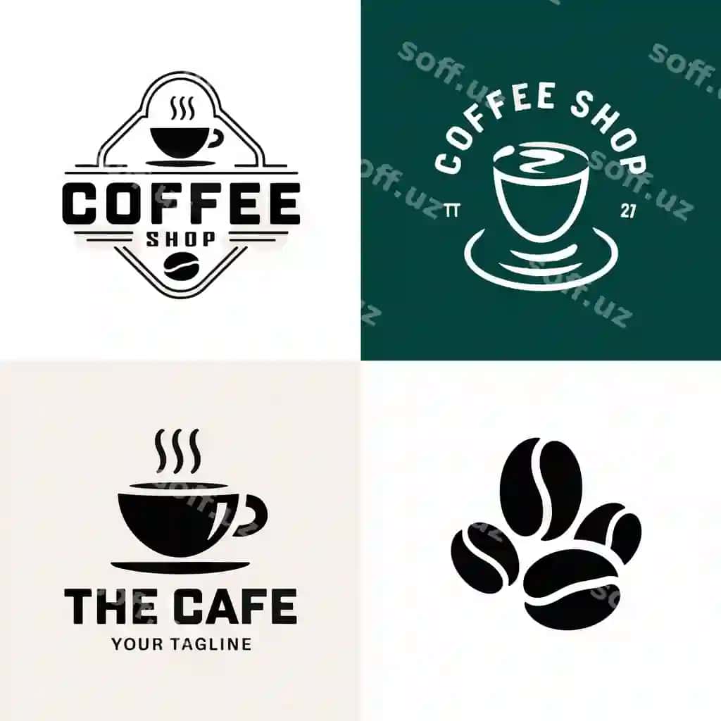 Kofe shop logotipi yashil orqa fonda | Coffee shop logo is green background