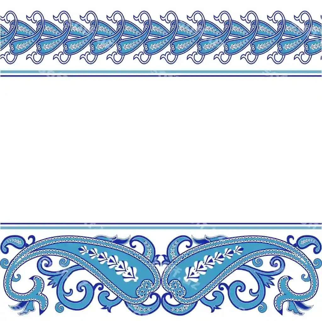Chetlanmagan paseley bezatma va ko'k ranglardan iborat naqsh | Seamless pattern with paisley ornament blue colors
