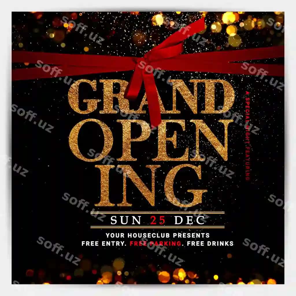 Katta ochildishi marsho flyer shabloni | Grand openning party flyer template