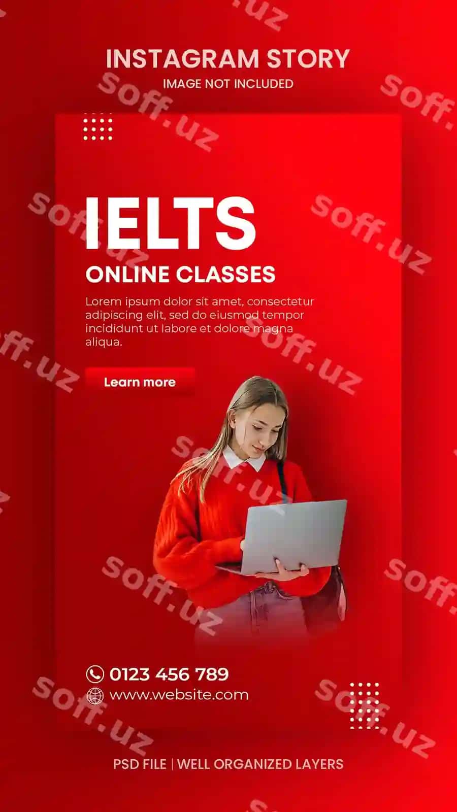 Ielts onlayn darslar Instagram story shabloni | Ielts online classes instagram story template