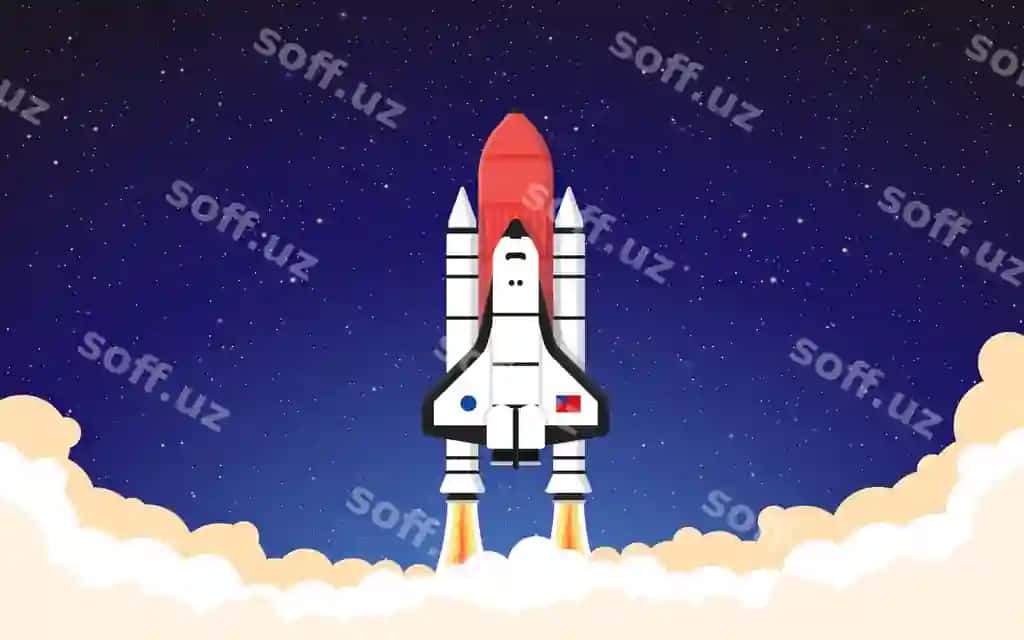 Raketa ishga tushirish, qorong'iq osmon, fazoaksyol ucish, illustratsiya fon | Rocket launch dark sky space ship taking off illustration background