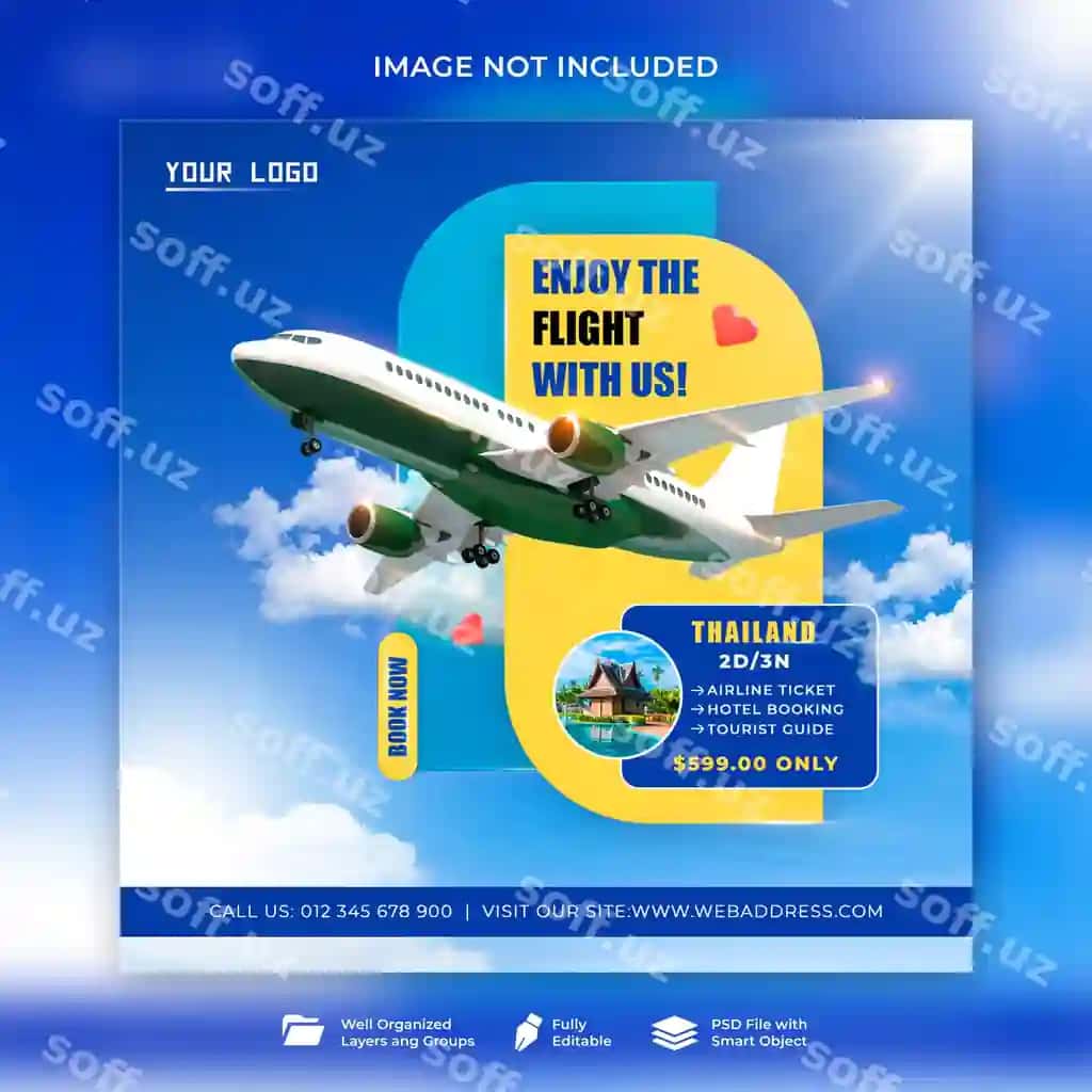 Sayohat turlari Instagram posti, Ijtimoiy media posti, Veb baner shabloni | Tour travel instagram post social media post web banner template