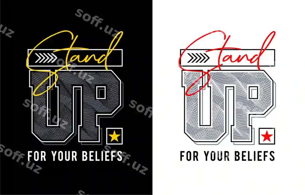 Believlarinigizni himoya qiling grafik tipografiya dizayni | Stand up your beliefs graphic typography design