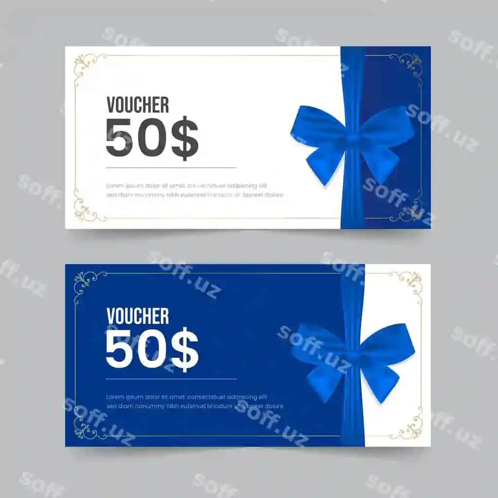 E'tibosli sovg'a kupurasi shabloni bayramiy sovg'a karta nufuzli sovg'a kuponlari | Elegant gift coupon template festive gift card luxury gift vouchers