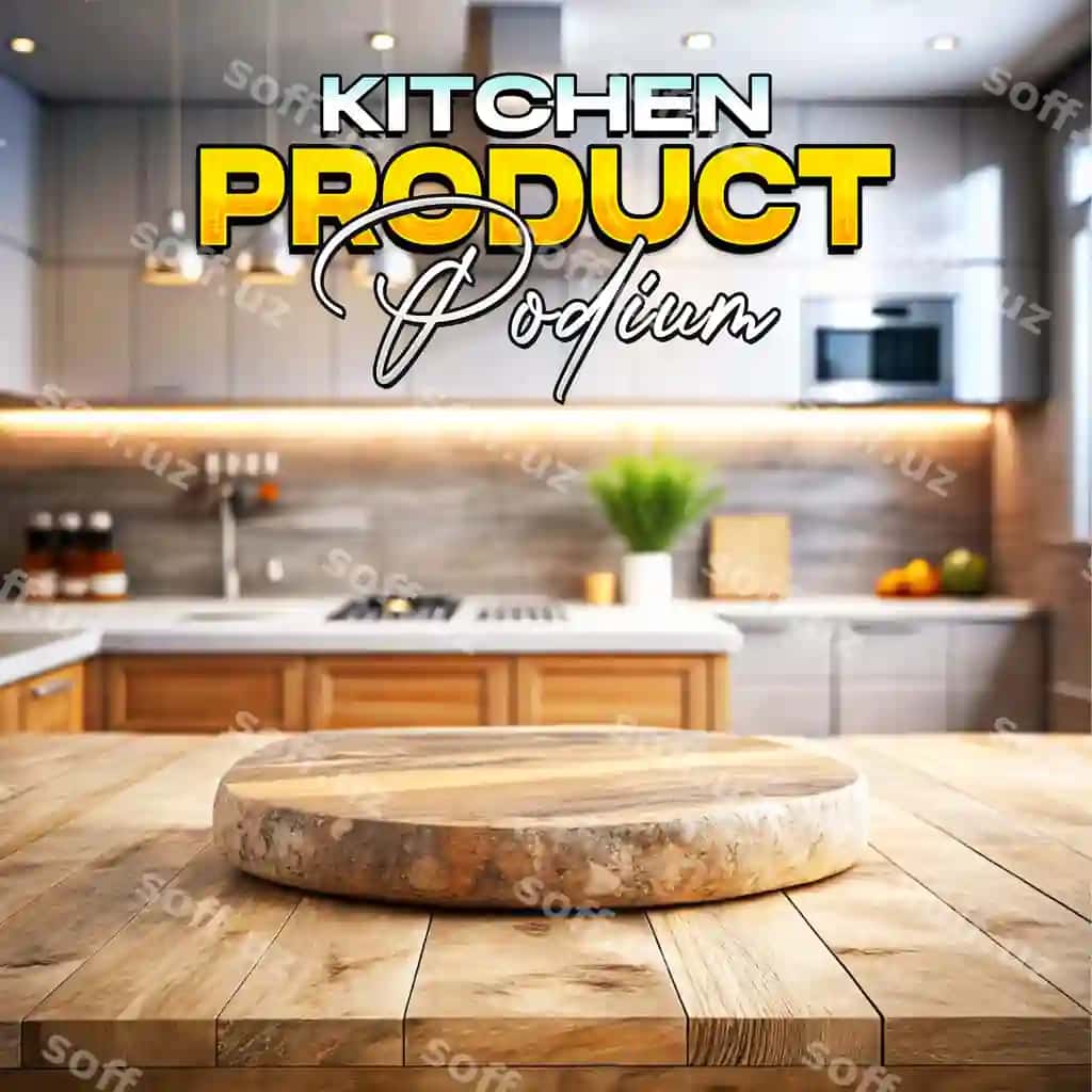 Oshxona mahsuloti 3D podium ekrani ijtimoiy tarmoqlar posti orqa foni | Kitchen product 3d podium display social media post background